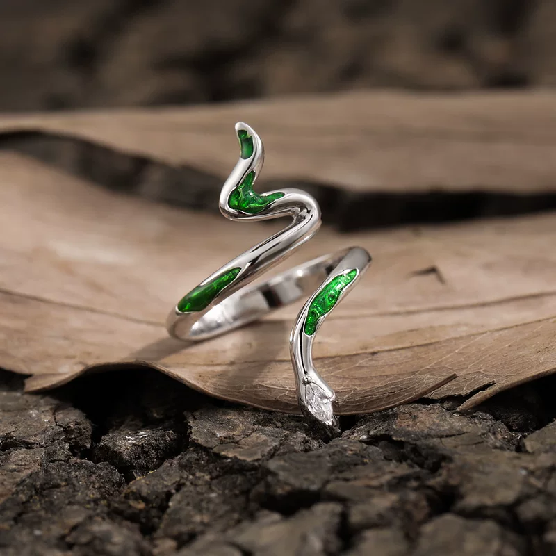 Кольцо из серебра S925 с змеёй из diamonds, для женщин, холодный стиль, нишевая индивидуальность, легкая роскошь, резиновое кольцо