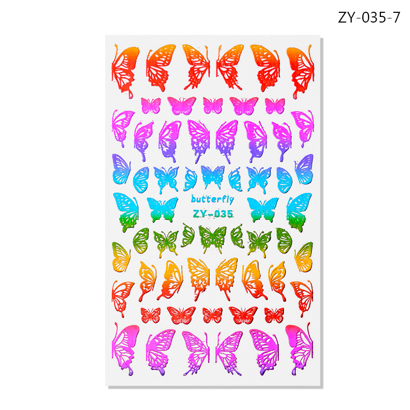Pegatinas de uñas de dedo simulación pegatinas de mariposa delgada pegatinas de mariposa láser de oro y plata con pegatinas de mariposa dorada