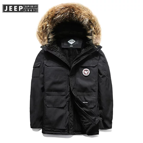 Winter Men's Thickened Hooded Cotton Coat with Turn-Down Collar, Loose Fit, Multi-Pocket, Plus Size Casual Cotton Jacket