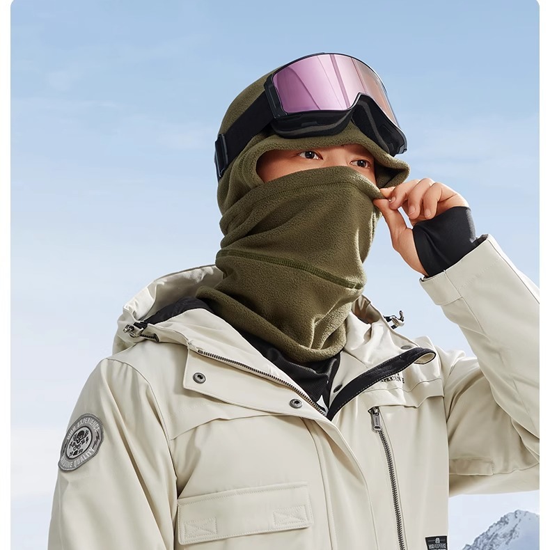 Winter outdoor skiing cycling thermal mask, multifunctional neck cover, scarf cap with fleece windproof and cold proof_voghion.com