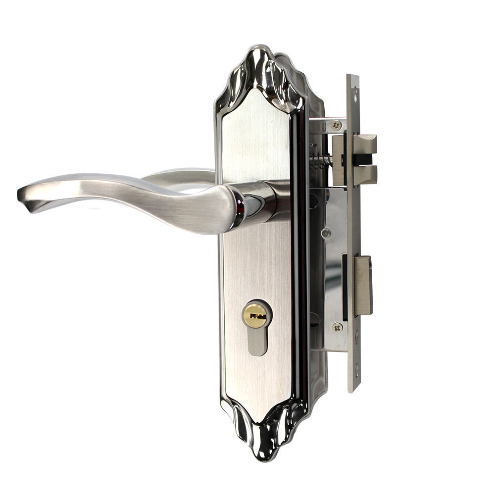 Cerradura de puerta interior europea silenciosa personalizada 304 puerta de madera maciza de acero inoxidable cerradura de mano sala de baño cerradura universal