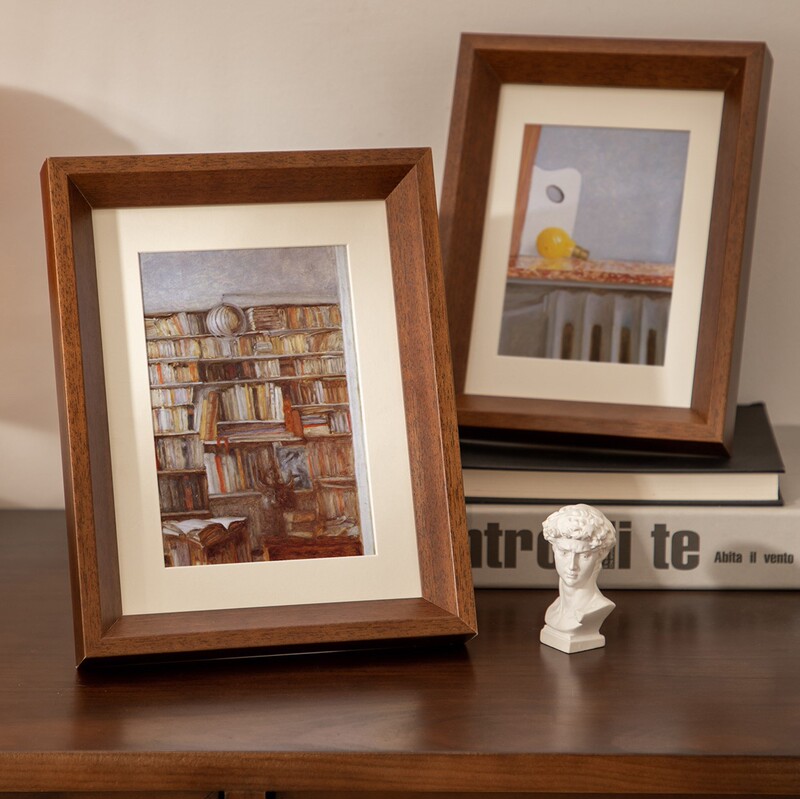 Wooden Photo Frame Mdf Density Board Wall Hanging Table Wholesale 7inch 8inch A4 Business License Frame Chinese Calligraphy Frame