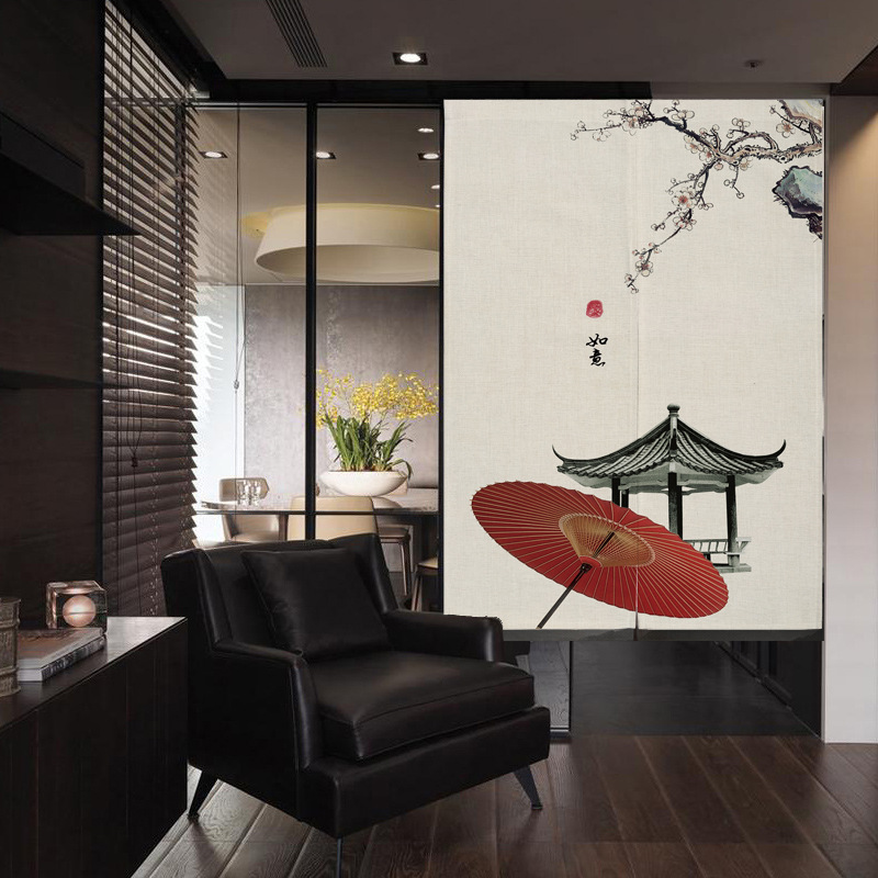 家用和风装饰餐厅半帘磁吸门帘门帘隔断帘风水帘遮光窗帘卫生间遮|ms