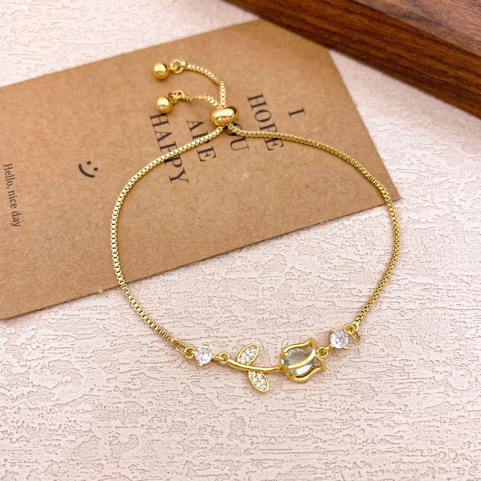 Pulseras transfronterizas nuevas pulseras ajustables de rosa de tulipas nicho de moda femenina, regalo de cumpleaños para amigos.