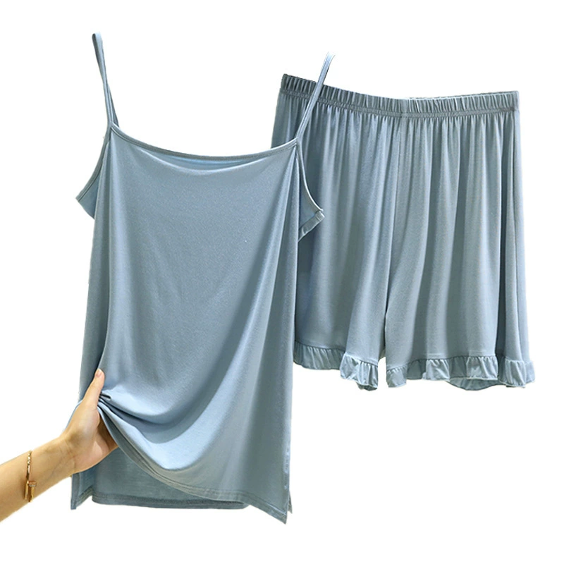 Pijama, summer set sleevless for leisure, simple and elegant design, lifting effect, plus size
