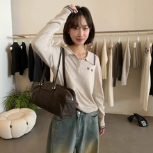 含羊毛羊绒十三行IMISS家高货！2026新款polo刺绣长袖套头毛衣女