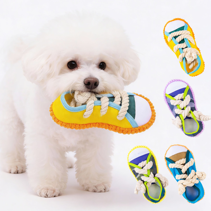 Dog Toys Bite-Resistant Knotted Slippers Training Teddy Pomeranian Puppy Consumes Energy, Grinds Teeth and Relieves Boredom Artifact Supplies