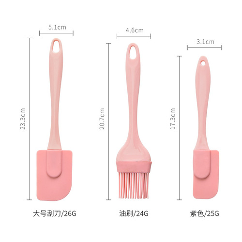 Silicone Oil Brush, Scraper, and Cake Spatula Set - Kitchen Baking Supplies, Silicone Kitchenware Three-Piece Set
