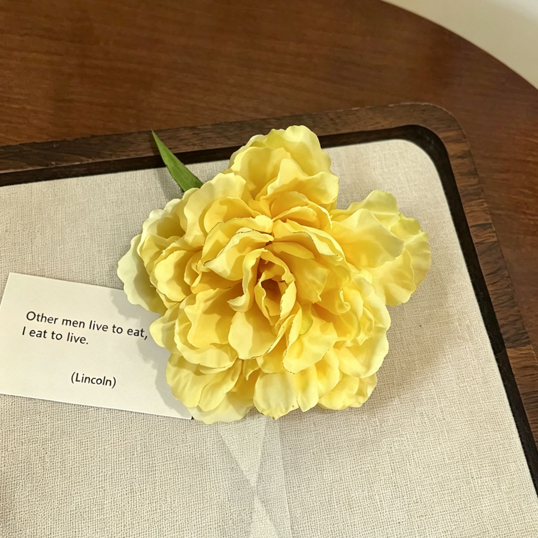 그라데이션 모란 꽃 오리 클립 - 노란색