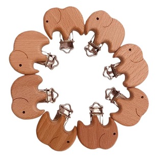 Mother and infant beech wood molars pacifier clip baby cartoon pacifier anti-lost pacifier chain clip DIY wooden molars stick accessories