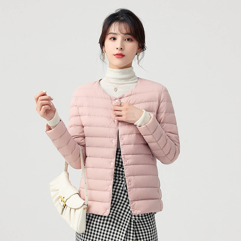 90 бархатный взрывной пуховик женский 2024 зимой теплый классический сплошной цвет короткий легкий и тонкий пуховик