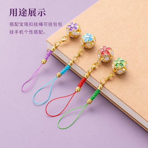 DIY Accessory Colorful Hollow Flower Ball Metal Bracelet Pet Bell Colorful Blue and White Glass Bell Wholesale