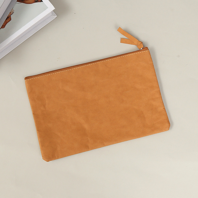 杜邦纸轻便化妆袋牛皮纸拉链收纳包耐撕可水洗文具收纳袋牛皮纸袋