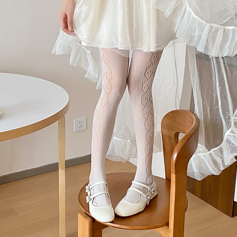 Medias negras hollow-out lado amor jacquard pantimedias de verano de las mujeres delgadas sexy puro deseo estilo Lolita calcetines de malla