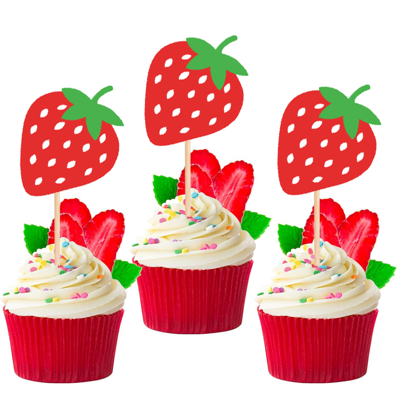 Lugar de fábrica al por mayor decoración creativa de pasteles de fiesta con letrero de fresa, letrero de decoración de postres, venta caliente transfronteriza