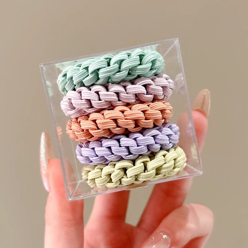 Banda de goma de alta elasticidad y duradera para mujer, lazo para el cabello tejido de cola de caballo alta, nuevo estuche de cuero, cuerda para la cabeza de mujer, tocado de cuerda para el cabello grueso de red