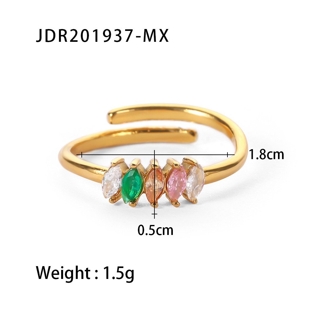 Mode Geometrisch Rostfreier Stahl Offener Ring Überzug Zirkon Kupfer Ringe display picture 6