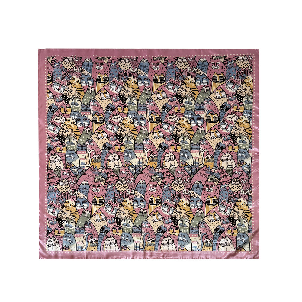 Femmes Élégant Style Vintage Dessin Animé Polyester Écharpe En Soie display picture 9