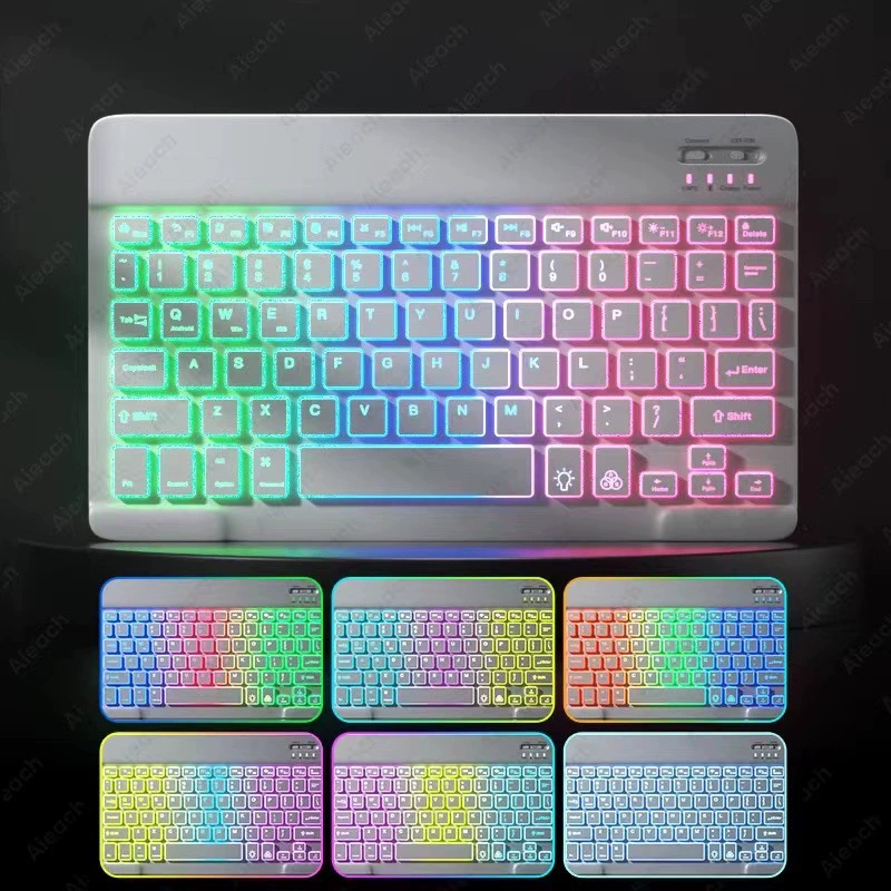 Bluetooth комплект: клавиатура и мышь, 10 дюймов, перезаряжаемые, RGB-подсветка, 3 цвета