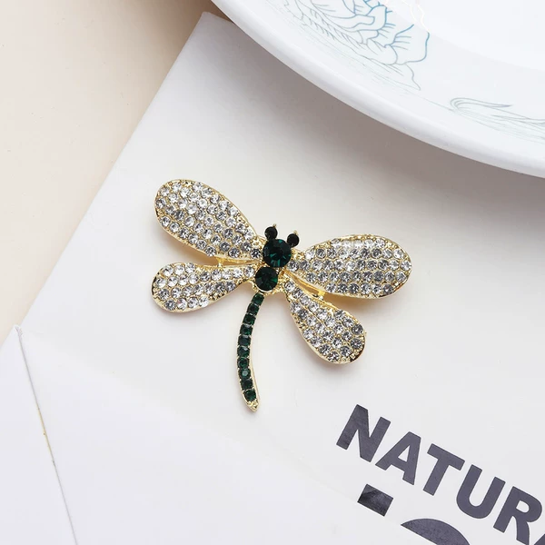291 small dark green dragonfly brooch