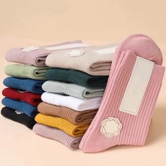 襪子女秋堆堆襪質量好冬季純色加厚中筒襪保暖休閒吸汗透氣中長腰