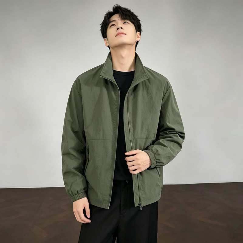 Men's Spring and Autumn Outdoor Jacket, Casual Jacket, Sports Top, Stand-up Collar, Quick-drying, Lightweight Men's Clothing
