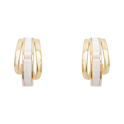 French mother-of-pearl earrings light luxury high-end niche exquisite temperament earrings metal shell ear jewelry silver needle wholesale