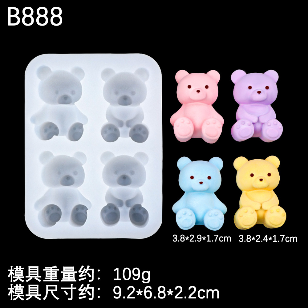 Molde de silicona de goma de caramelo lindo oso DIY yeso difusor de incienso adornos de pastel de chocolate jabón hecho a mano Molde de silicona