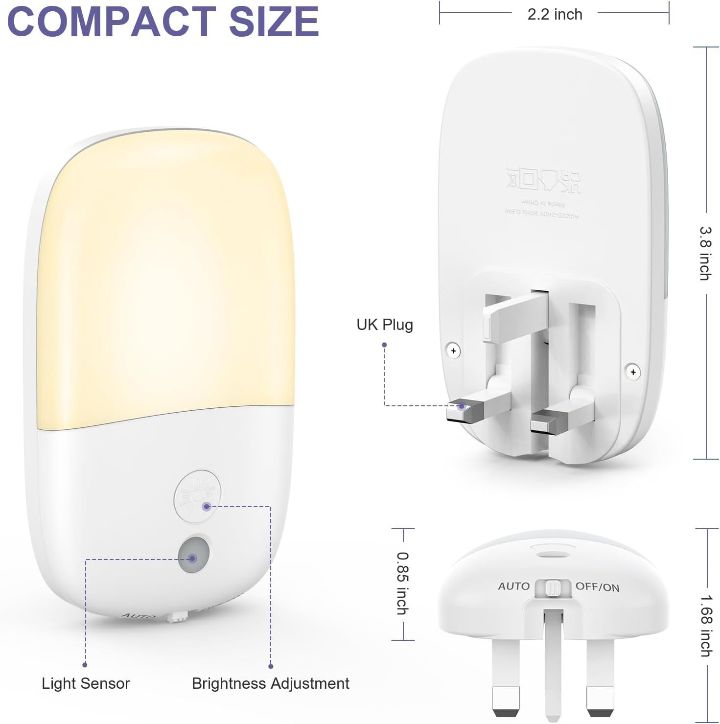 Foreign Trade New Stepless Dimming Night Light Folding Pin Light Control Sensor Bedroom Night Light Bedside Lamp
