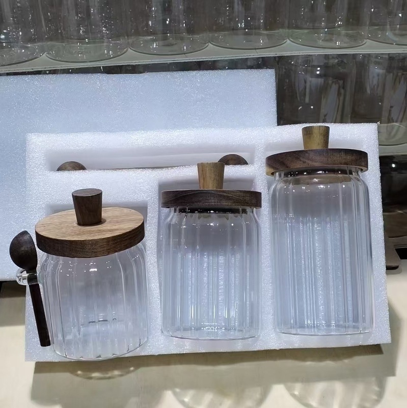 卸売大容量ガラス密封瓶高ホウケイ酸ガラスコーヒー保存瓶キッチン蓋とスプーン保存瓶|undefined