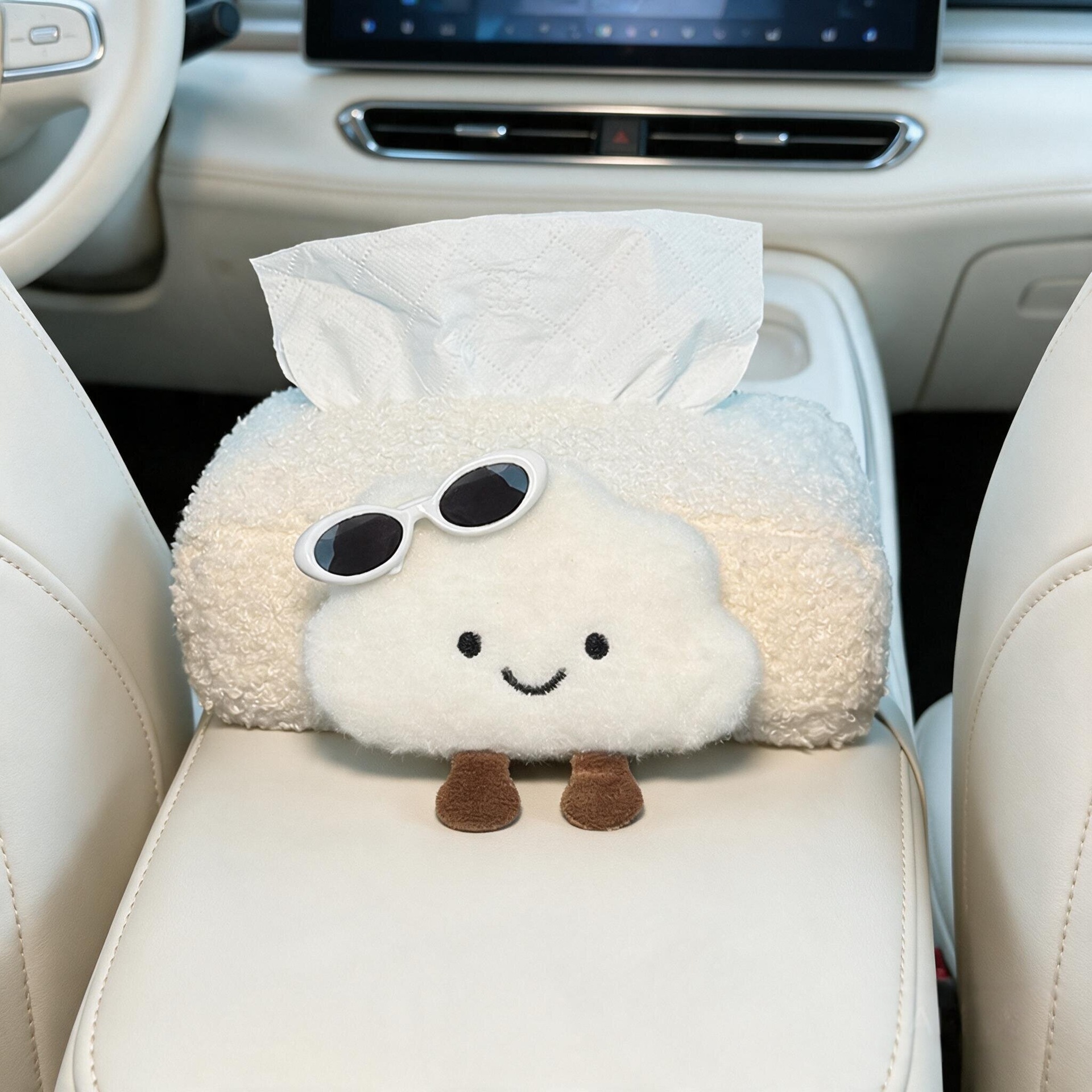 2026 New Model Car Tissue Box, Armrest Box Tissue Holder, Seat-mounted Car Tissue Bag, Cute Cloud Design for Women