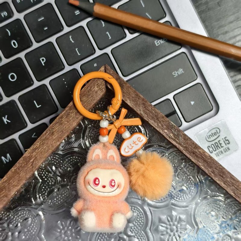 植绒迷你Labu拉布布无娃钥匙扣搪胶萌粒遛娃包包手机挂件可爱挂饰|undefined