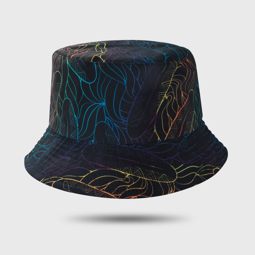120g Weight Housewarming, Anniversary, Business, Wedding, Outdoor, Travel, Birthday, Festival, Sports, Shopping Occasion Cotton Material Graffiti Pattern Unisex Gender Fashion Style One Size Size New Fisherman Hat Personality Simple And Colorful Wild Flat Top Double-sided Can Wear Basin Hat 8