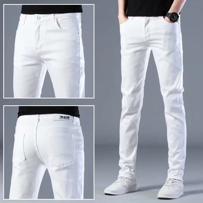 Весенние джинсы, эластичные трендовые брюки, со снежинками, slim fit