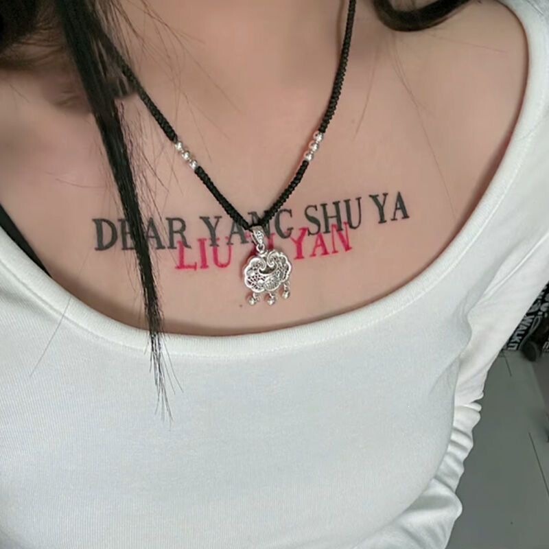 Sexy English Black and Red Realistic Niche Color Tattoo Stickers, Sweet Cool Spicy Girl Style, Fresh Trendy Sweet and Simple
