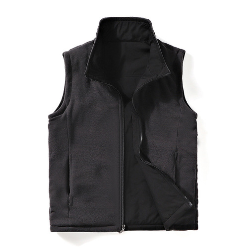 Double-sided wearing a vest for men in spring and autumn, middle-aged and young men, large size loose casual cardigan with plush back, men's outerwear fashion