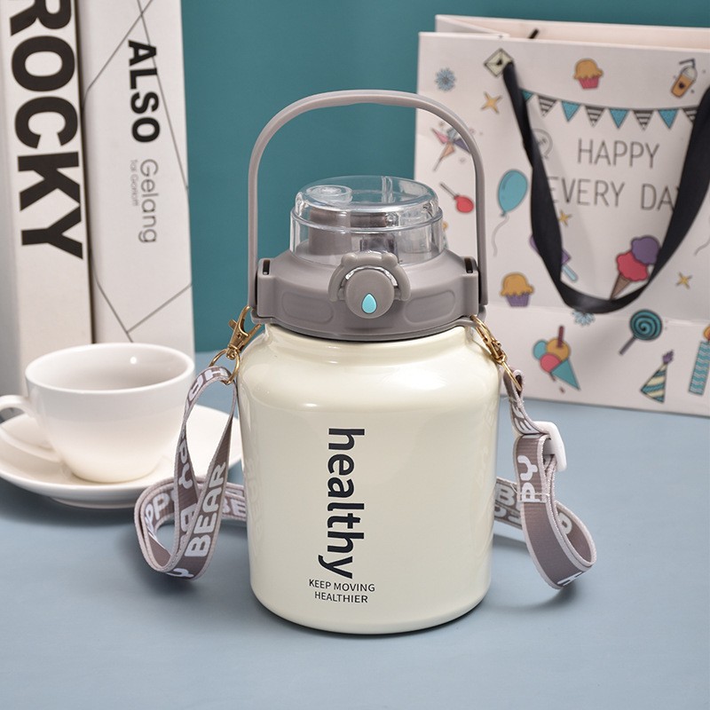 Nueva sola bebida doble Cubo de azúcar grande taza del vientre 316 Acero inoxidable vacío gran capacidad hervidor portátil al aire libre con paja