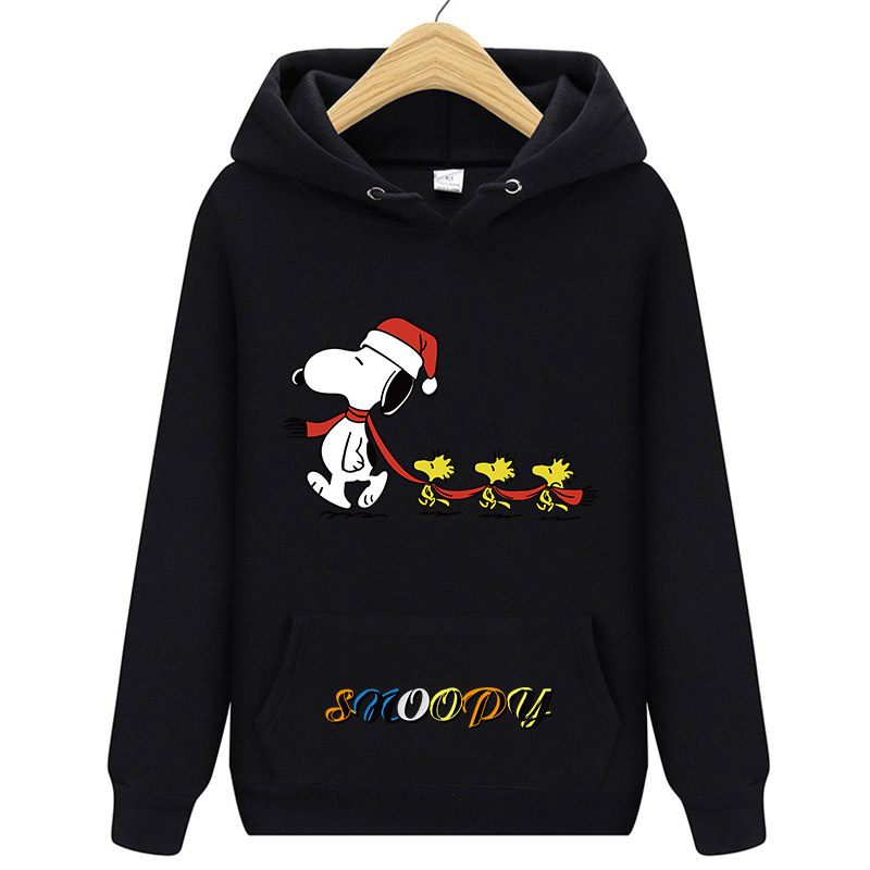 Anime peripheral creative printed sweater autumn and winter men's and women's warm casual pullover Snoopy hooded sweater