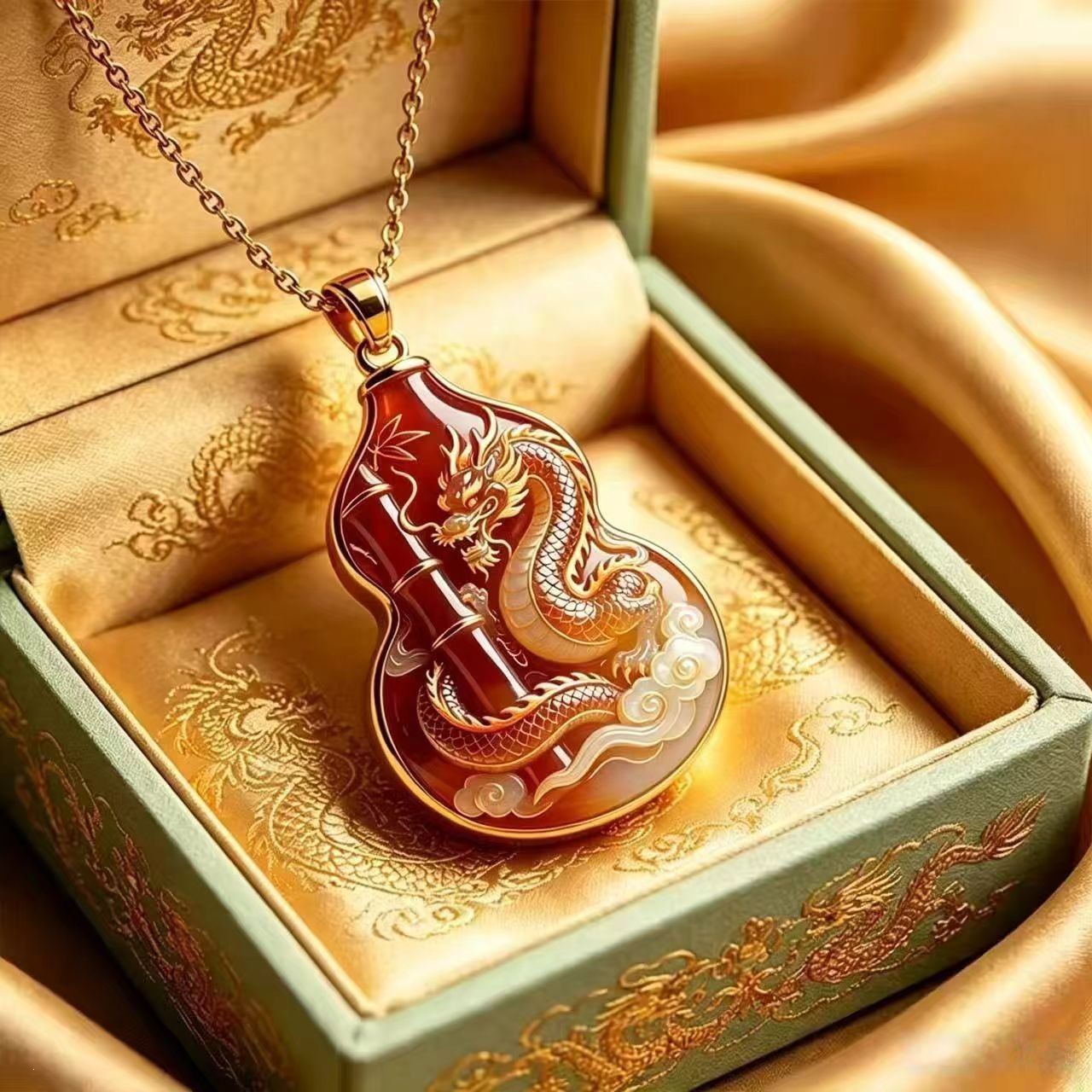 Traditional Chinese-style dragon-patterned gourd keychain, enamel-painted alloy car key pendant, a lucky charm to bring good fortune, a portable decorative accessory