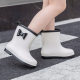 Water Shoes Children's Rain Shoes Women's Girls' Non-Slip Fleece-Lined White Girl's Rain Boots for Primary School Students Middle and Big Children Lightweight