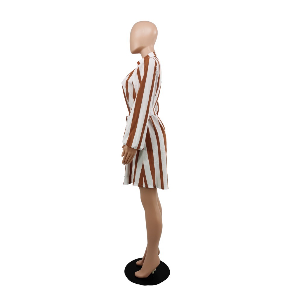 Women Popular Striped Short Dress Casual Women Dress