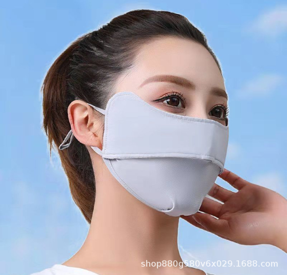Máscara especial de verano de seda de hielo respirada, protección de ojos, protección solar, máscara al aire libre anti-UV, protección ajustable