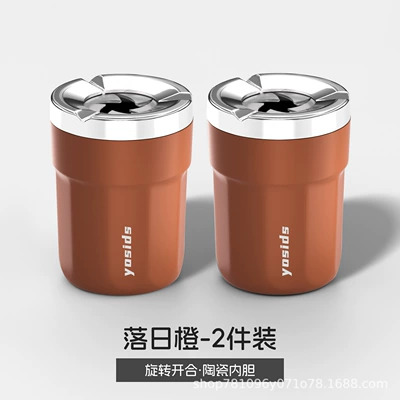 anti-ash scattering ceramic liner, high-end | Car ashtray - sunset-orangerotating-lid-ceramic-inner-liner2-pack