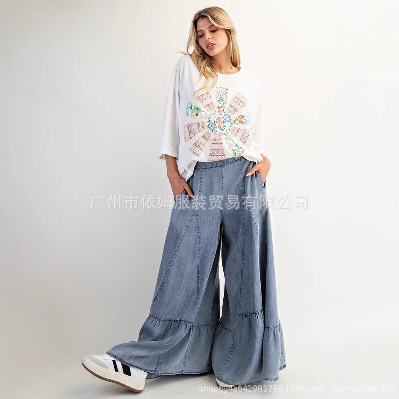 アマゾン 25 秋の新作クロスボーダー外国貿易ヨーロッパとアメリカの服弾性ウエストルーズカジュアルワイドレッグパンツカジュアルパンツ|undefined