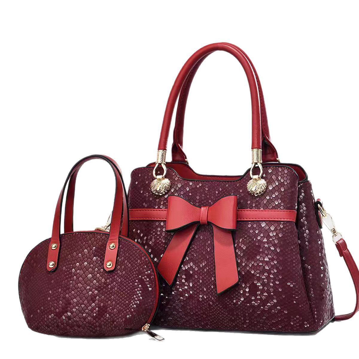 Bolso bolso bowknot bolso de madre e hijo patrón de serpiente bolso de mujer de comercio exterior textura bolso de mensajero de un solo hombro bags al por mayor transfronterizos