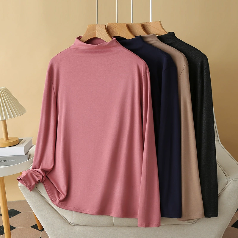 2024 осенний большой размер с длинными рукавами рубашка с полувысоким воротником