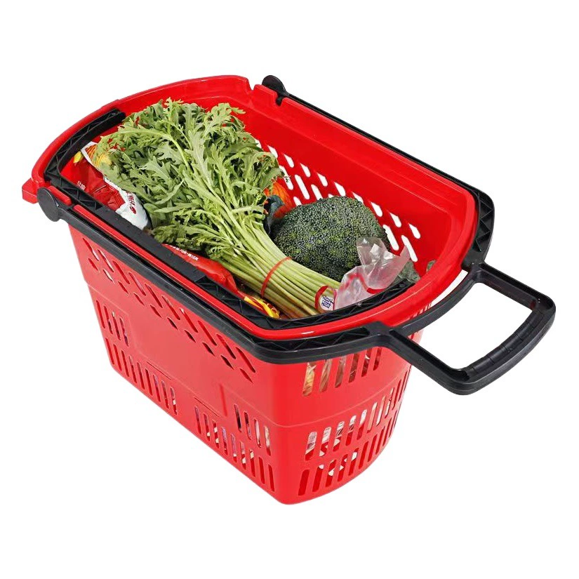 Супермаркет корзина корзины Торговый центр супермаркет штанга четырехколесная корзина пластиковая ручная корзина с колесом утолщения завод