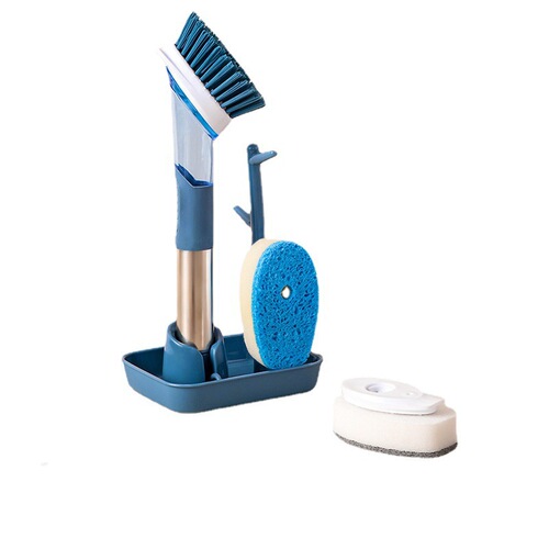 Add liquid dishwashing multifunctional cleaning household kitchen oil stain pot brush sponge brush long handle cleaning brush combination