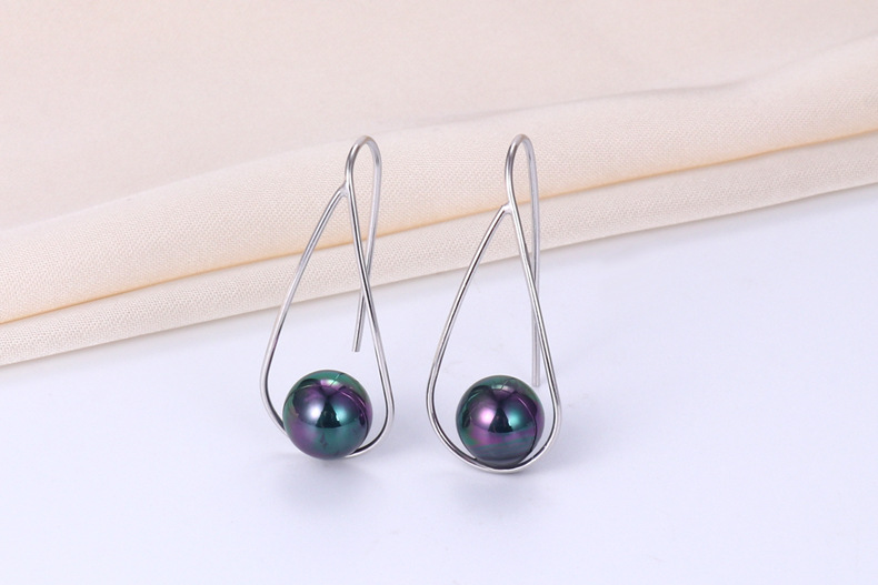925 Sterling Silver Material 925 Sterling Silver Geometric Artificial Pearls Casual Simple Style Streetwear Drop Earrings For Women's