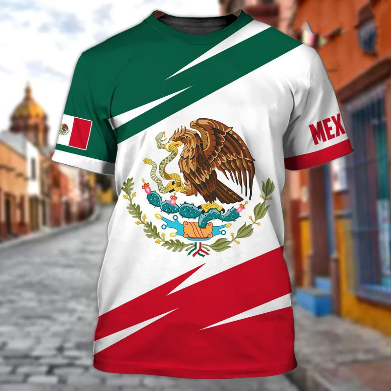 Comercio exterior transfronterizo AliExpress TK venta caliente impresión digital 3D camiseta de hombre manga corta casual serie mexicana blusa